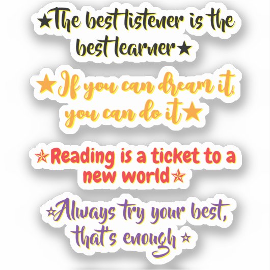 4 Inspirerende Citaten voor Basisschoolleerlingen Sticker (Voorkant)