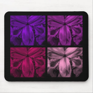 4 Irises: Quad Panel of Blooms 6 Pareltjes Muismat