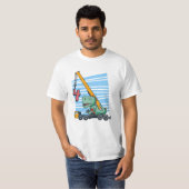 4 jaar 4e verjaardag Mobiele kraan Dinosaur T-shirt (Voorkant volledig)