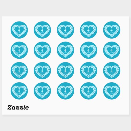 4 jaar Blue Topaz Anniversary Heart sticker (Vel)