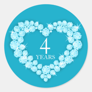 4 jaar Blue Topaz Anniversary Heart sticker
