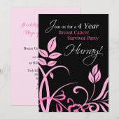 4 jaar Borstkanker Survivor Party uitnodiging (Voorkant / Achterkant)