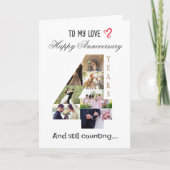 4 jaar bruiloft Jubileum fotokaart Kaart (Voorkant)