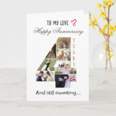 4 jaar bruiloft Jubileum fotokaart Kaart (Gele Bloem)