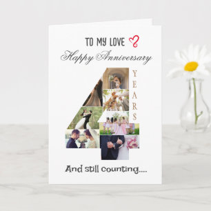 4 jaar bruiloft Jubileum fotokaart Kaart