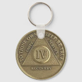 4 Jaar CUSTOM NAAM Nuchter Medaillon Sleutelhanger (Voorkant)