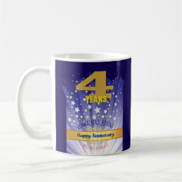 4 jaar CUSTOM Recovery Jubileum vetgedrukt cijfer Koffiemok