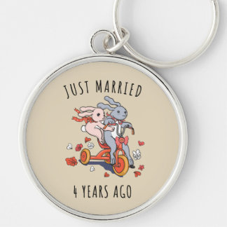 4 jaar Gewoon gehuwd met 4 jaar Jubileum Gift Sleutelhanger