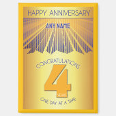 4 Jaar | Golden Ray 12 Stappen Aangepaste Naam Magneet (Voorkant)