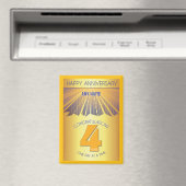 4 Jaar | Golden Ray 12 Stappen Aangepaste Naam Magneet (Insitu (Vaatwasser))