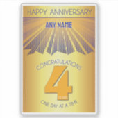 4 Jaar | Golden Ray 12 Stappen AANGEPASTE NAAM Sticker (Voorkant)