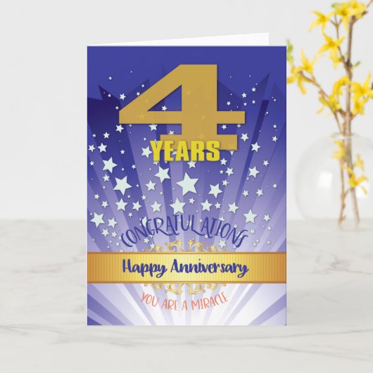 4 Jaar Hersteldatum Dik Cijfer Kaart (Gele Bloem)