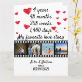 4 jaar jubileum filmstrip fotodisplay kaart (Gele Bloem)