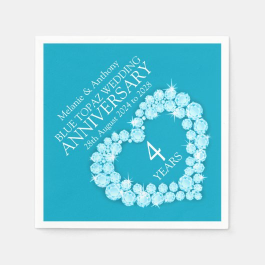 4 jaar jubileum topaz hart aangepaste servetten (Voorkant)