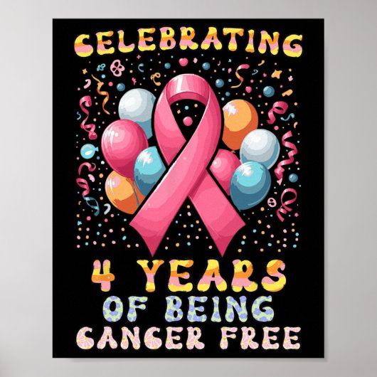 4 jaar kankervrij borstkanker poster (Voorkant)