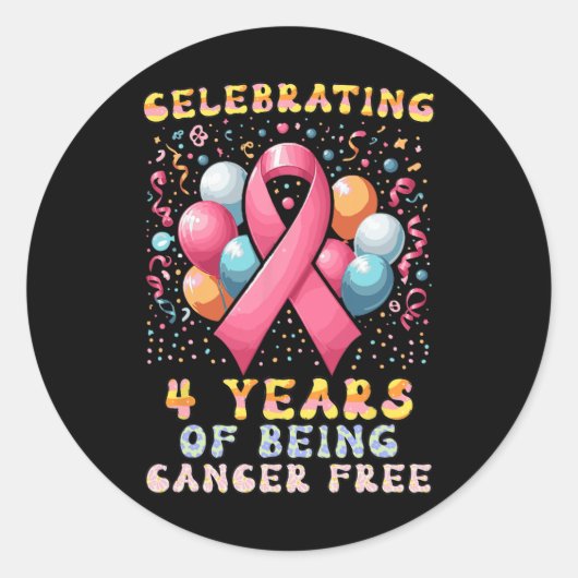 4 jaar kankervrij borstkanker ronde sticker (Voorkant)