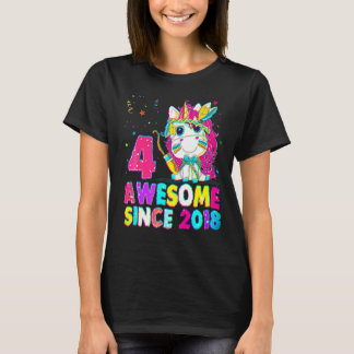 4 jaar oud 4 jaar Geweldige meisje van Unicorn Sin T-shirt