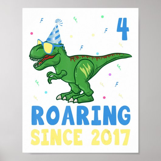 4 jaar oud, 4 jaar oud, jongens Dinosaur Kinder Gi Poster (Voorkant)