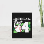 4 Jaar Oud Baseball Party Thema 4e Verjaardag Jong Kaart (Voorkant)