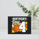 4 Jaar Oud Basketbal Party Thema 4e Verjaardag Jon Briefkaart (Staand voorkant)