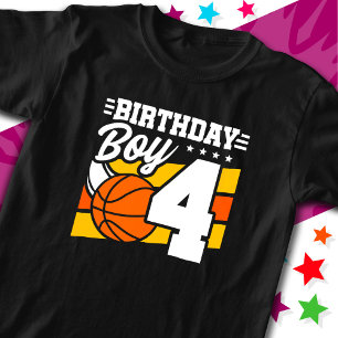 4 Jaar Oud Basketbal Party Thema 4e Verjaardag Jon T-shirt