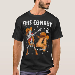 4 jaar oud Cowboy Western Dabbing Skeleton 4e bir T-shirt