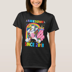 4 jaar oud Dabbing Unicorn 4e geboorte meisje T-shirt