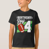 4 Jaar Oud Football Party Thema 4e Verjaardags Jon T-shirt (Voorkant)