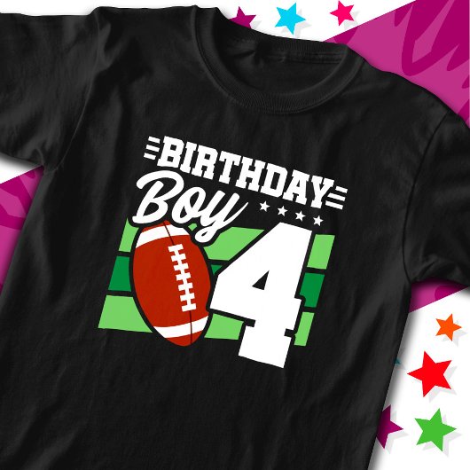 4 Jaar Oud Football Party Thema 4e Verjaardags Jon T-shirt