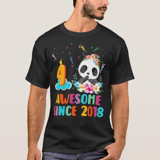 4 jaar oud Geweldige sinds 2018 4e verjaardag Pand T-shirt (Voorkant)