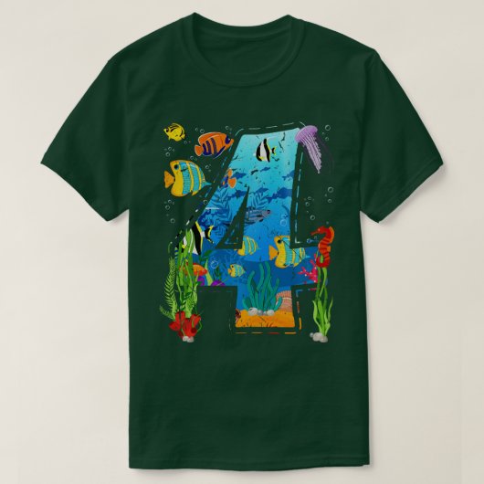 4 Jaar Oud Jongen Ocean Aquarium 4e Verjaardag Par T-shirt (Design voorkant)