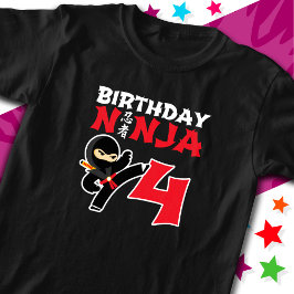 4 Jaar Oud Karate Ninja Party Kinder 4e Verjaardag T-shirt