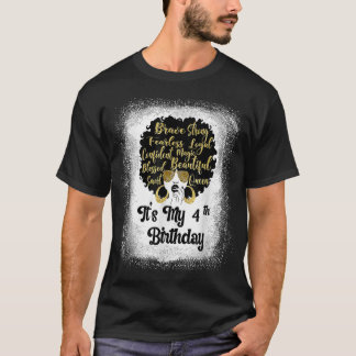 4 jaar oud leopard Melanin Girl Het is mijn verjaa T-shirt