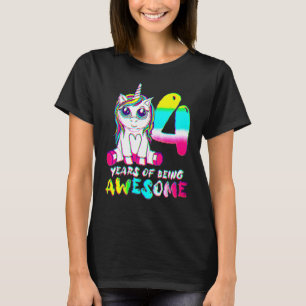 4 jaar oud meisje Cute Unicorn 4th Birthday Classi T-shirt