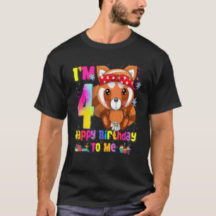 4 jaar oud meisje prinses Little Red Panda 4th Bi T-shirt
