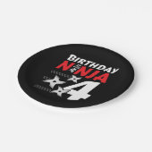 4 Jaar Oud Ninja Party Sterren Kinder 4e Verjaarda Papieren Bordje (Gekanteld)