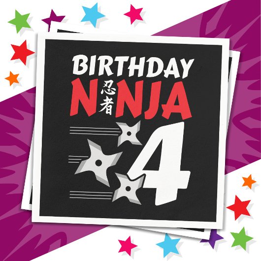 4 Jaar Oud Ninja Party Sterren Kinder 4e Verjaarda Servet