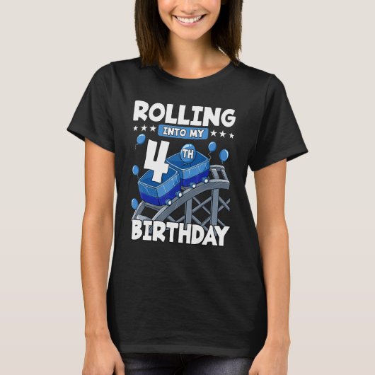 4 Jaar Oud Rolling In 4e Verjaardag Rollercoaster T-shirt (Voorkant)