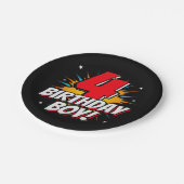 4 Jaar Oud Superheld Verjaardag Jongen 4e Verjaard Papieren Bordje (Gekanteld)