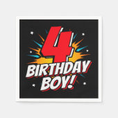 4 Jaar Oud Superheld Verjaardag Jongen 4e Verjaard Servet (Voorkant)