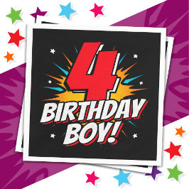 4 Jaar Oud Superheld Verjaardag Jongen 4e Verjaard Servet