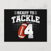 4 Jaar Oud Tackle Football Feestje Kinderen 4e Ver Briefkaart (Voorkant)