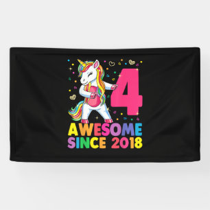 4 jaar oud Unicorn Floss4th Birthday Girl Uni Spandoek