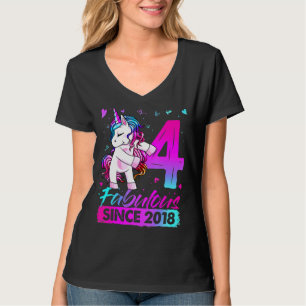 4 jaar oud Unicorn Floss4th Birthday Girl Uni T-shirt