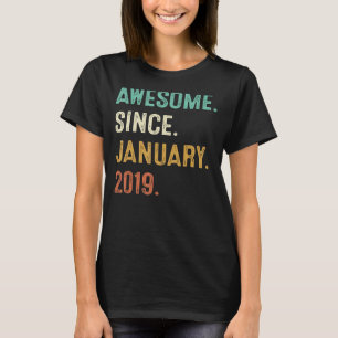 4 jaar oude 4-jarige jongen Geweldige sinds januar T-shirt
