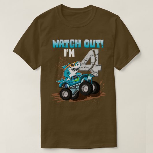 4 jaar oude 4e verjaardag Shark Boy Girl Monster T T-shirt (Design voorkant)