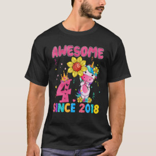 4 jaar oude 4e verjaardag Unicorn Gifts Geweldige  T-shirt