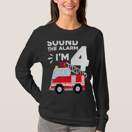 4 jaar oude brandweerwagen t-shirt (Voorkant)