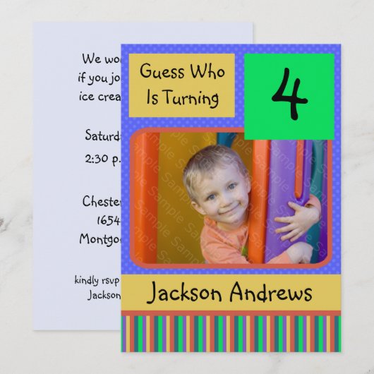 4 jaar oude dag feestdag kaart (Voorkant / Achterkant)