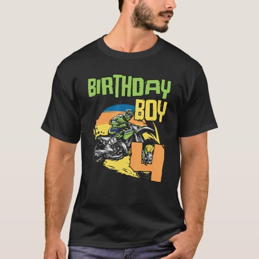 4 jaar oude Dirt Bike Birthday Party Motocross Mx T-shirt (Voorkant)